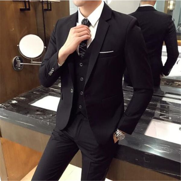 

3pcs set:jacket+vest+pants) mens wedding suit male blazers slim fit suits for men costume business formal party classic -6xl, White;black