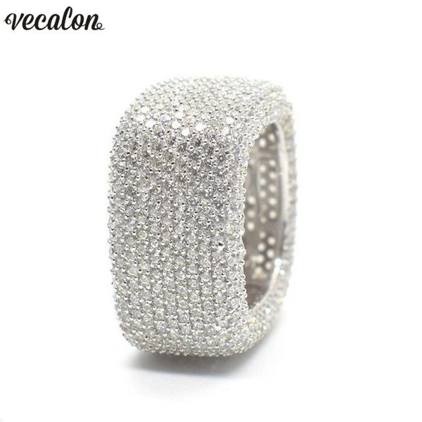 Vecalon Luxury Promise Ring Стерлингового серебра 925 пробы Micro Pave 450 шт. Diamond Cz Обручальные кольца для женщин Мужчины Ювелирные изделия