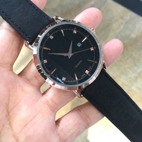 

2020 rollex men's watches fashion leather quartz watch men casual sports watch male erkek kol saati wristwatch hombre relogio masculino, Slivery;brown