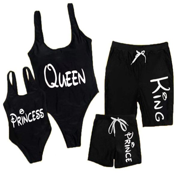 

Black Family Matching Swimwear Mother Daughter Jumpsuit Bikini Father Son Trunks Shorts Summer Beachwear Parents-Kids Swimsuit