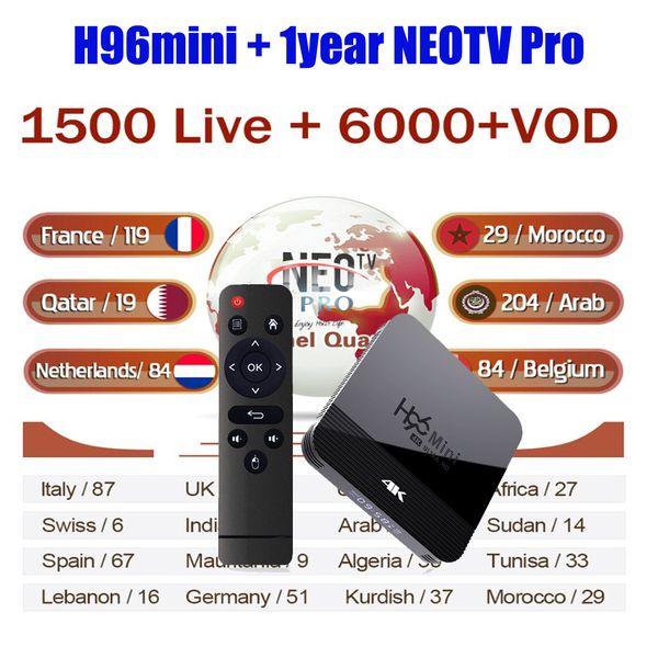 

neotv pro 1year subscription 2gb16gb h96mini h8 europe for belgium french france african smart tv code x96 h96 mini arabic box tv neo