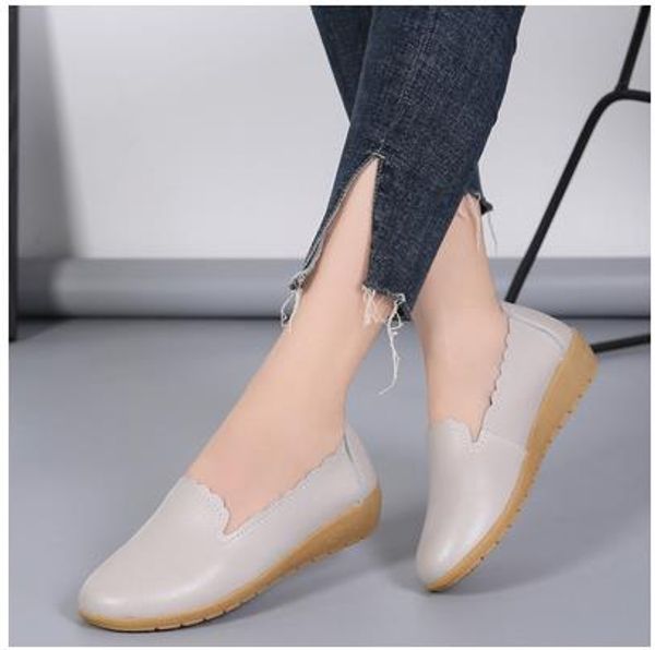 

women's shoes leather non-slip soft bottom women flats casual shoes 1295, Black