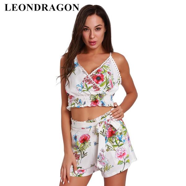 

цветочный печати summer beach crop tops наборы 2pcs женская дамы партии шорты брюки бандажи лук кружева лоскутная комплект одежды, Gray