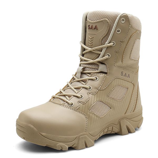 

men brand leather boots special force tactical desert combat men's boots outdoor shoes ankle, Black
