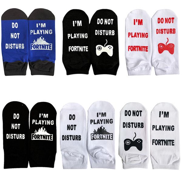 

men cotton letter socks do not disturb socks fun gaming women gamer fortnited sock novelty crazy printed sox, Black