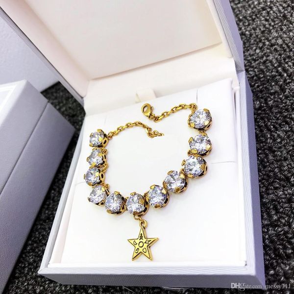 

fashion model bracelet goldne color full stone with star model bracelet, Black