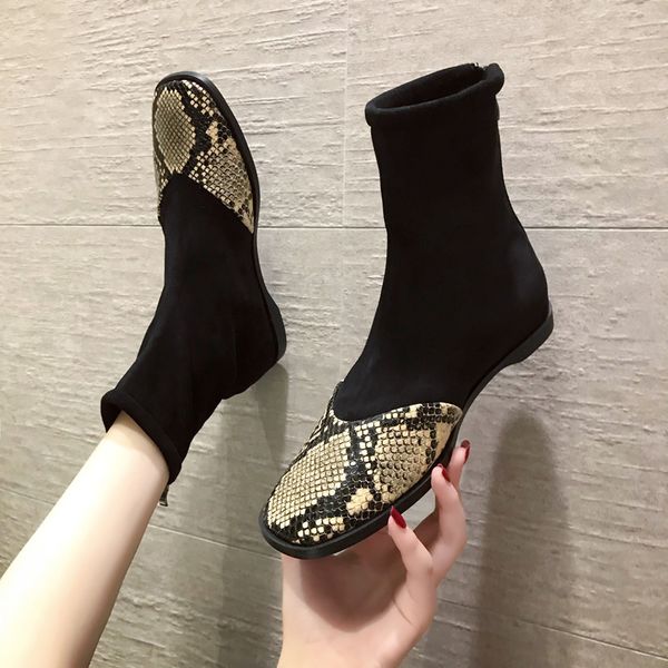 

rock shoes woman boots women new 2019 winter footwear zipper booties ladies low heels booties lace up luxury designer round toe, Black