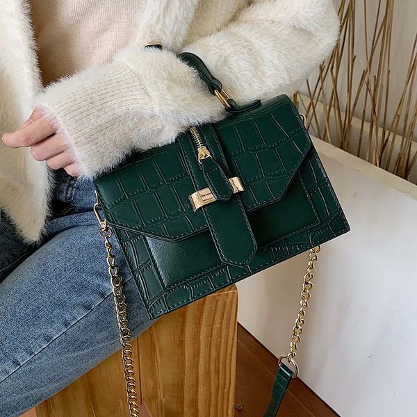 

stone pattern pu leather solid color crossbody bag women's swdf 2020 new mini chain shoulder crossbody bag wild ladies handbag