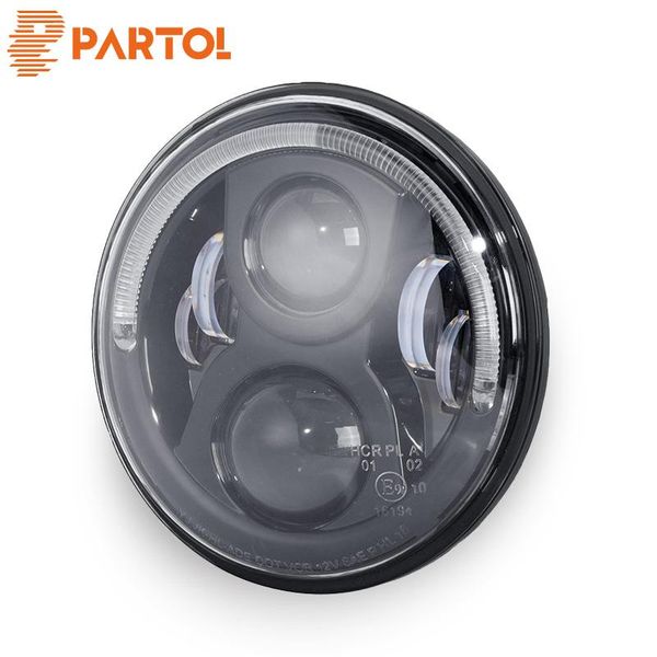 

wholesale 7inch 36w round led projector headlight with halo ring angel eye hi-lo beam h4 canbus harness 12v/24v for touring softail