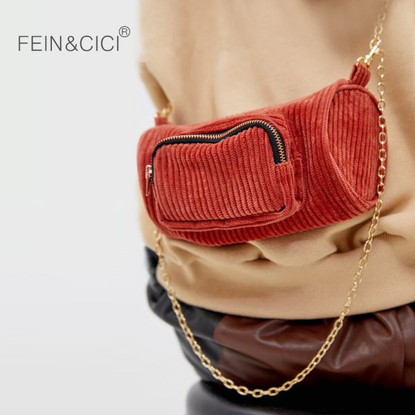 

corduroy messenger bag women girls quality chains cylindrical canvas shoulder bag 2020 new