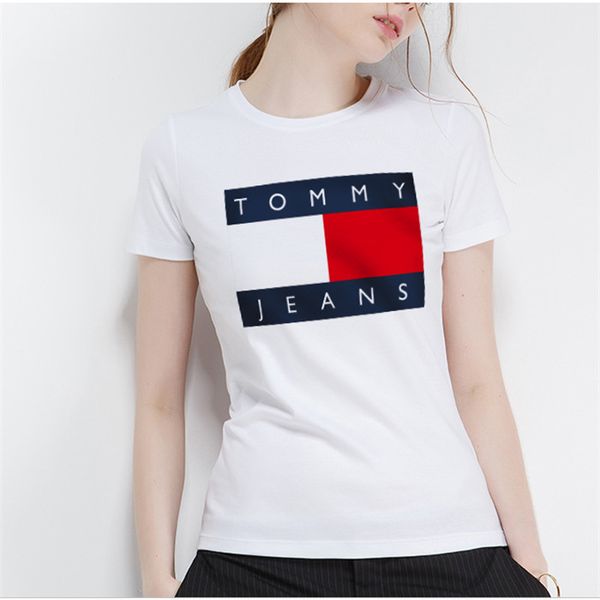 

2019 summer new cotton short-sleeved t-shirt women's circular collar classic fashion casual creative letters printing t-shirt, White