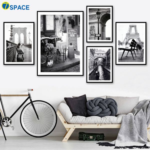 

paris landscape wall art canvas painting nordic posters and prints black white retro poster wall pictures for living room decor