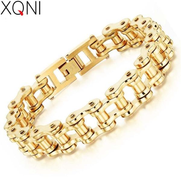 

xqni bike bicycle chain link bracelet for men gold & silver color classic style fashion bracelet jewelry gift, Black