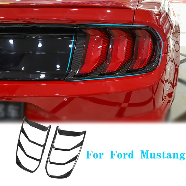 2 pcs Fibra de Carbono ABS Traseira Bumper Cauda Lâmpada Capa Para Ford Mustang 18+ Acessórios Exteriores