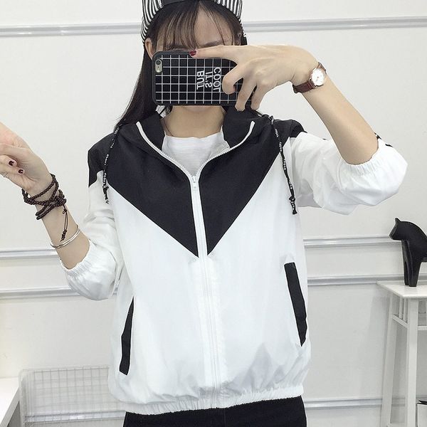 

fashion women hooded coat autumn and winter patchwork jacket outerwear, Black