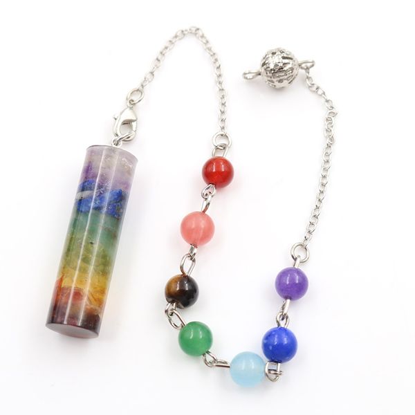 

10 pcs geometric shape colorful resin spiritual pendant with stone beads chain healing chakra silver plated jewelr