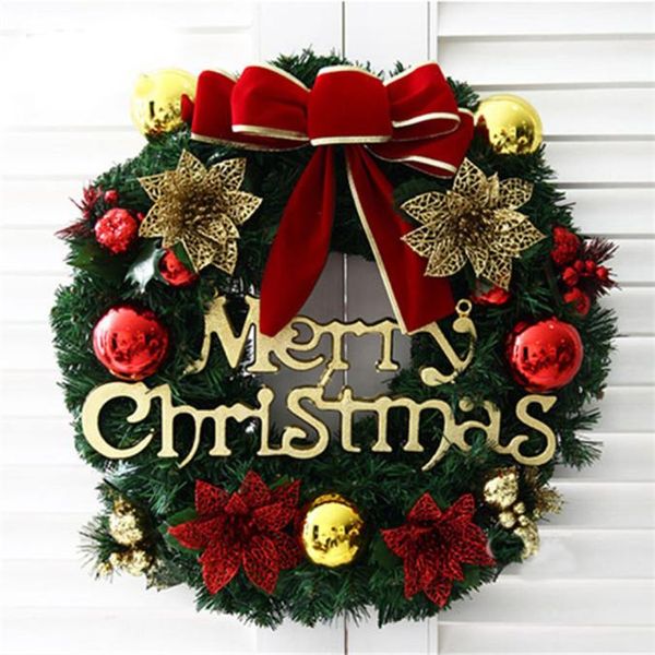 

pvc merry christmas party red poinsettia pine wreath door wall decoration natale decorazioni christmas tree decorations 2019 new