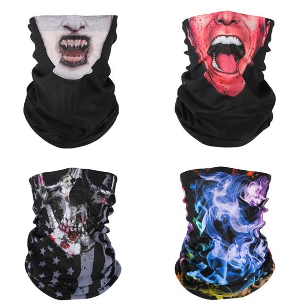 

men women magic skull scarf outdoor sports bicycle riding headband bike cycling neck balaclava camping hiking bandanas face mask#103, Blue;black