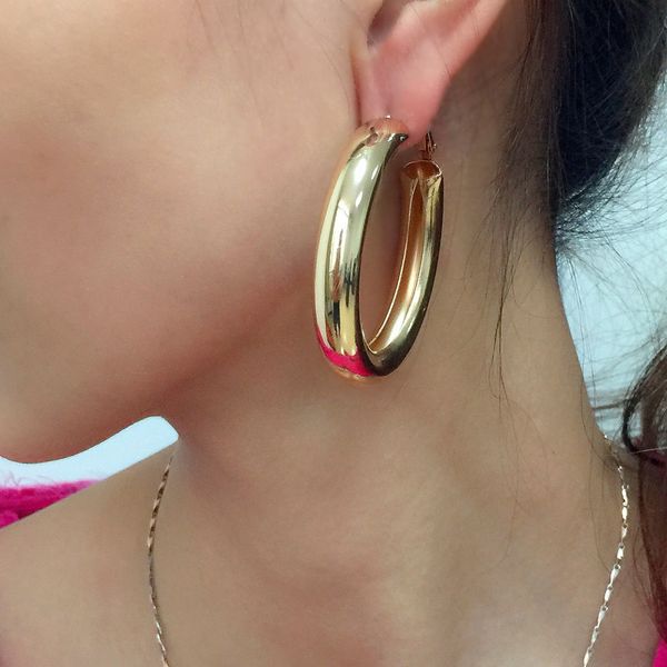 

50mm diameter wide alloy punk hoop earrings fashion jewelry statement earrings for women brincos wholesale gift ukmoc, Golden;silver