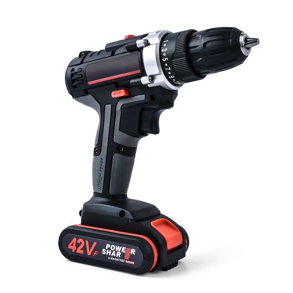 

42v double speed cordless rechargeable electric drill lithium battery powered electric hand drill with 2pcs battery