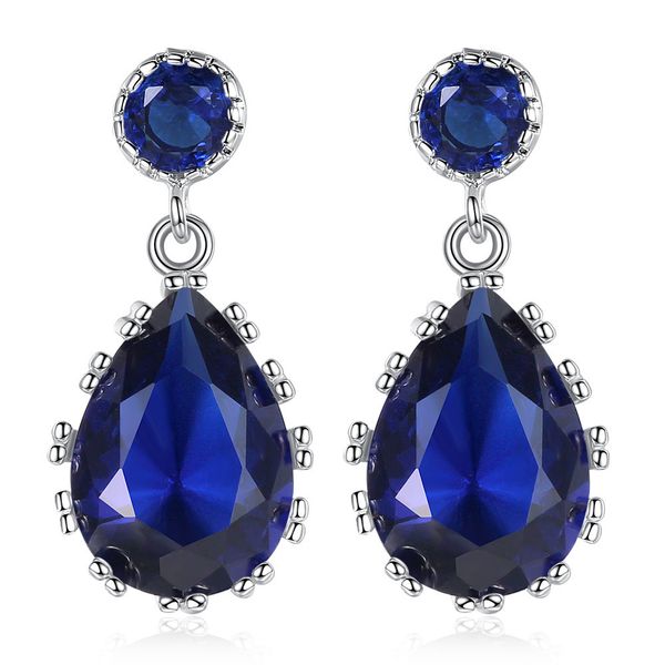 

2019 temperament female blue crystal earrings elegant water drop pendant earrings fashion statement romantic jewelry, Golden;silver