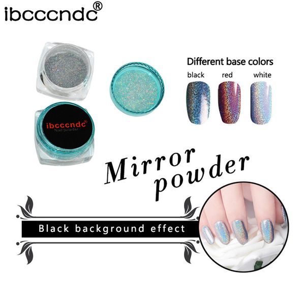 

ibcccndc mirror holographic laser nail art glitter powder rainbow chrome pigment polish nails dip powder decorations manicura, Silver;gold