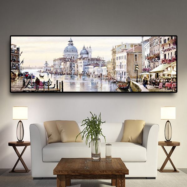 

abstract venice city of water oil painting on canvas resort boats buildings cuadros posters and prints wall art for living room