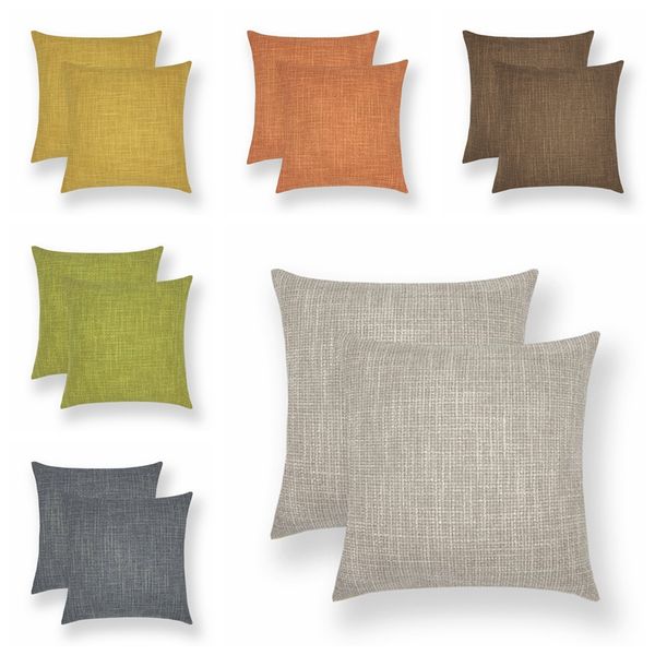 

45*45cm 6 color solid color simple throw cotton linen pillowcase home square soft bed pillow cover home decorative cushion case vt0097