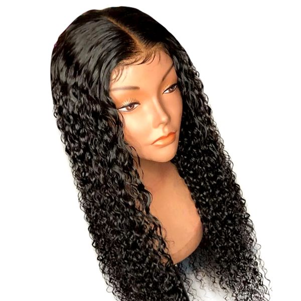 

curly lace front human hair wigs for women natural black 13x4 brazilian remy wig pre plucked with baby hair bleached knots
