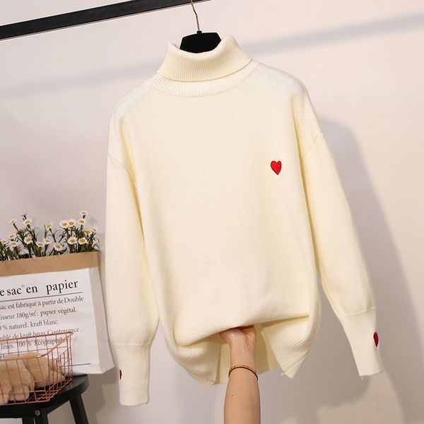 

turtleneck knit plus size sweater women pullover female 2018 autumn winter fashion lantern sleeve casual ladies jumper, White;black