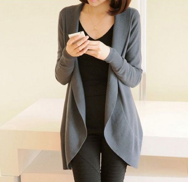 

women's knits & tees 2021 autumn winter women long sleeve knitted sweater casual solid scarf collar cardigans sweaters, White
