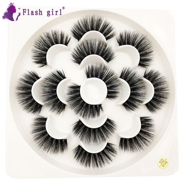 

flash girl full strip eyelashes mink w series 7 pairs natural 5d mink luxury eyelashes