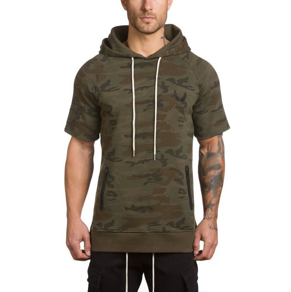 

sports casual men's running training cotton short-sleeved sweater pullover hooded, White;black