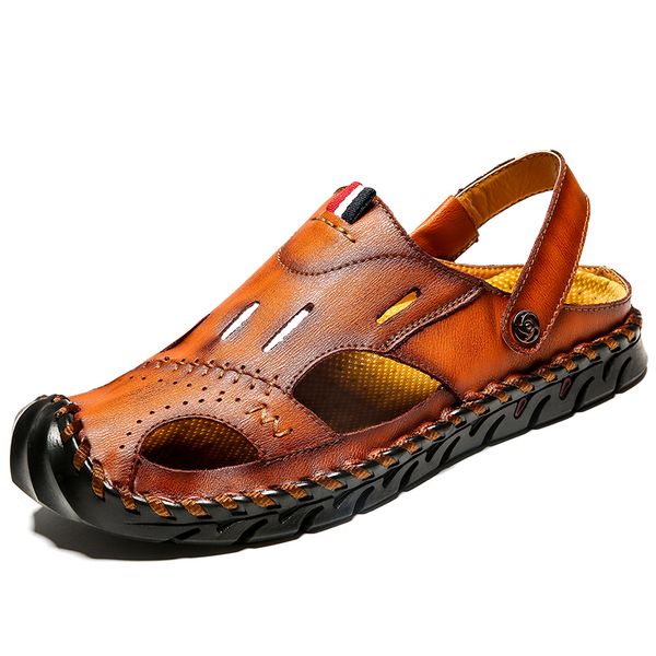

mens gladiator sandals men shoes sandals summer genuine leather crocse-shoes sandalias hombre sandles flip flops slippers beach, Black