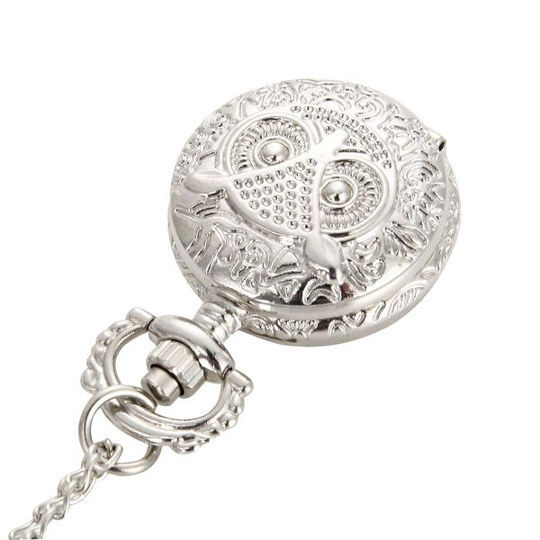 

fashion men women vintage quartz pocket watch sweater chain watches necklace owl pendant clock gifts pr sale, Slivery;golden