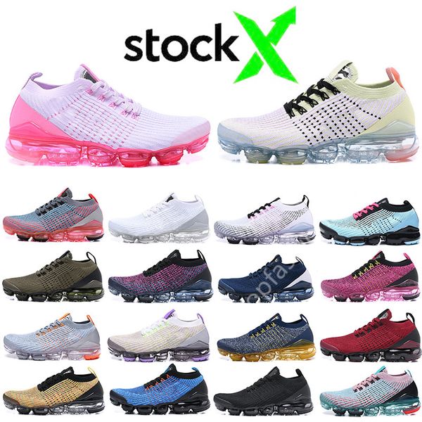 

with box 2019 cushion fly 3.0 triple black white men running shoes breathable chaussures knit sports designer sneakers trainers 36-45