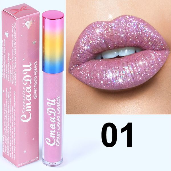 6 colori Cmaadu glitter lip gloss velluto opaco tinta labbra rossetto liquido luccicante flash di lunga durata impermeabile