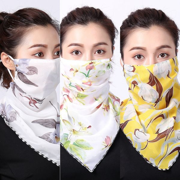 

rstt0 party women scarf face mask silk chiffon veil outdoor windproof half face dust handkerchief scarf new masks, Black