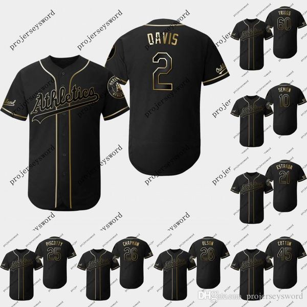 

Oakland Khris Davis 2019 Golden Edition Jersey Marcus Semien Marco Estrada Matt Olson Piscotty Blake Treinen Andrew Triggs Athletics Jerseys