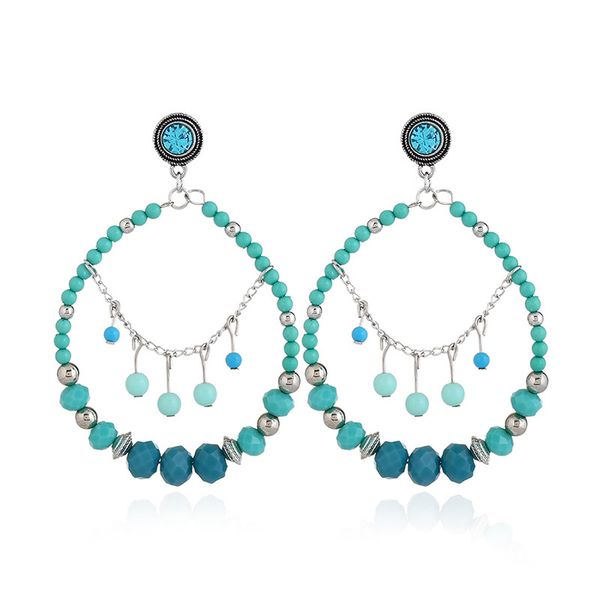 

new jewelry national windshield beads earrings with temperament ring, Golden