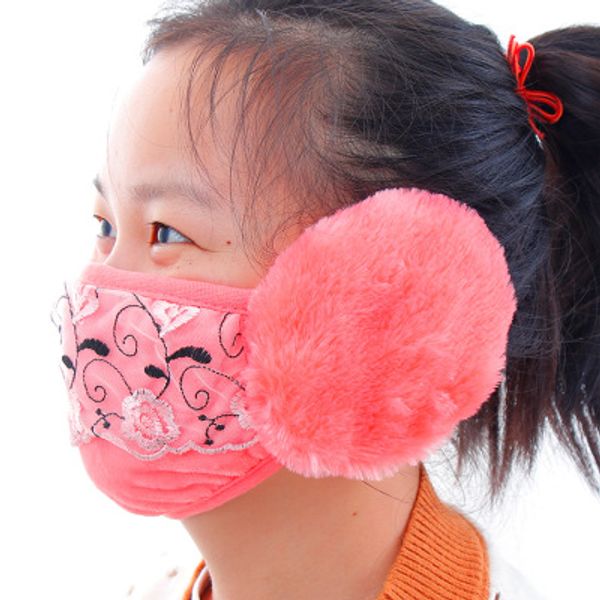 

1pcs women's earmuffs mask one fashion earmuffs winter warm dust mask, Blue;gray