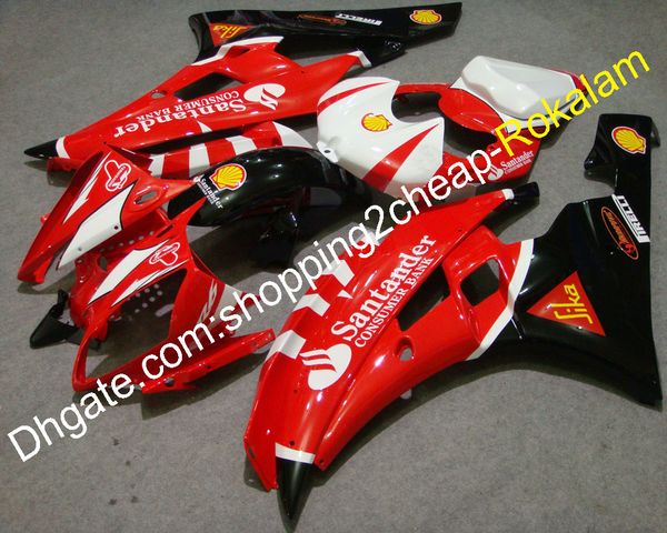 Per Yamaha YZF600 Carenatura 2006 2007 YZF-R6 06 07 YZFR6 YZF R6 Carenature moto personalizzate Set rosso bianco nero (stampaggio ad iniezione)