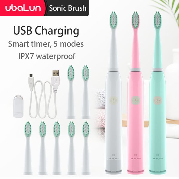 

ubalun electric toothbrush 5 modes tooth brush electric recharge dental electric brush 8 replacement nozzle for sonic toothbrush