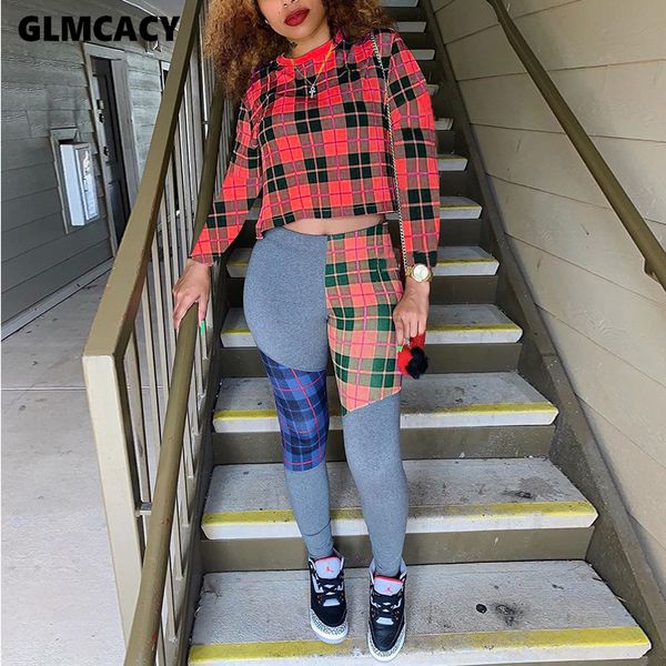 

women two piece matching sets plaid long sleeve pullover hoodies & high waist bodycon skinny pants casual suit, White