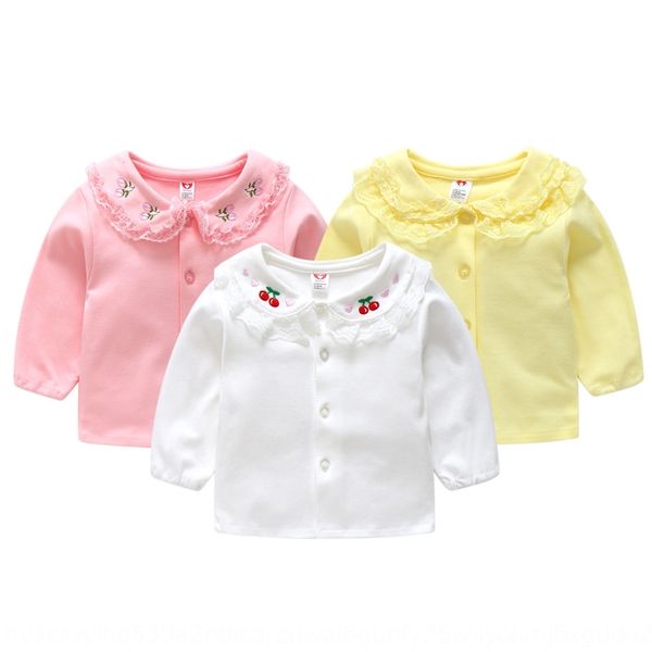 

babyclub girl lace lapel cotton baby autumn plush lace shirt thickened base shirt, White;black