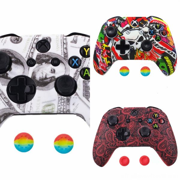 

65v7b silicone protective skin one for xbox protector x s controller case water transfer printing camouflage cover grips caps
