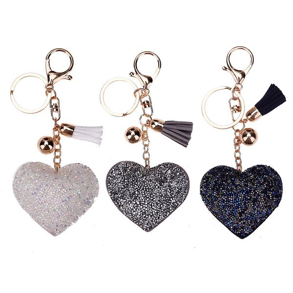 

valentine's day gift lovely cute charming bling pendent crystal keychain women key holder car key-ring charm gift porta chaves, Silver