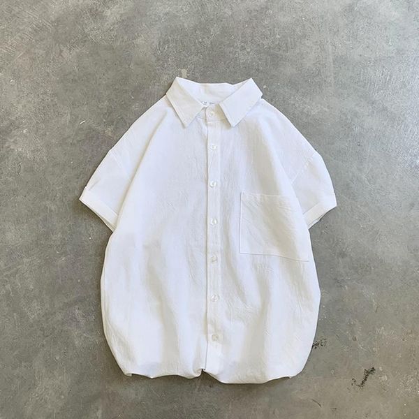 

рубашки мужчина платье summer простого удобная мужских сыпучая дышащего solid color карманной кнопка нагрудного половина рукав top, White;black