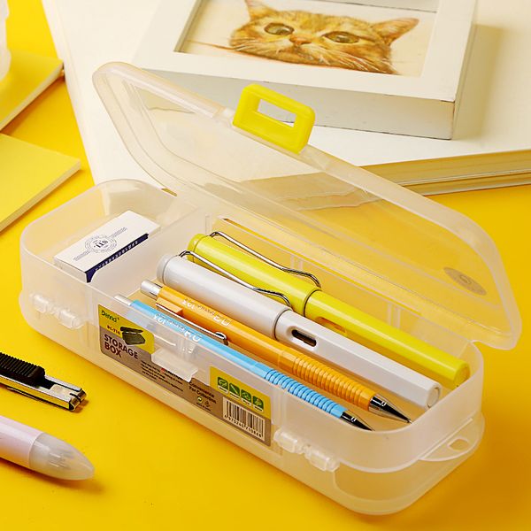 

transparent plastic pencil case storage box large capacity multi-function brush storage box art supplies