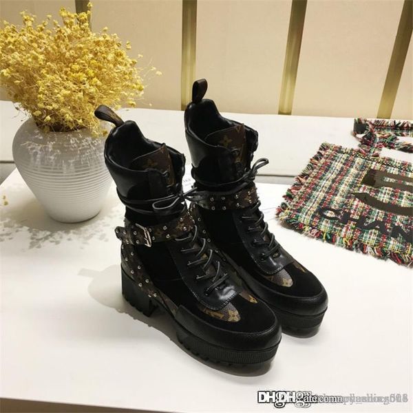 

designer shoes laureate platform desert boot 2020 brand fashion luxury designer women shoes shoes boots ankle boots with box, Black